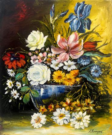 Art work by G.  Mangani  Vaso di fiori  - oil canvas 